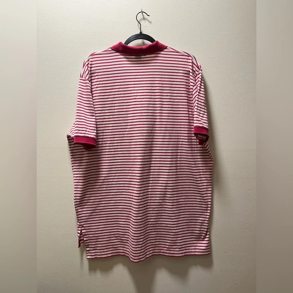 Polo by Ralph Lauren Sporty Classic Casual Polo Shirt, Sz XL, White/Pink Stripes